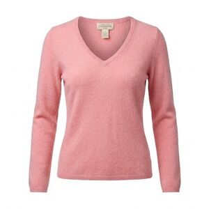 Sutton Studio Cashmere Sweater Womens Petite Pink V-Neck Long Sleeve New Zealand